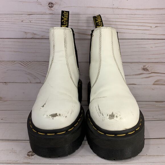 Dr. Martens Doc 2976 Quad Chelsea Boots Womens Size 5 White Leather Pull On - Picture 2 of 10